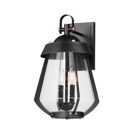 Maxim Lighting Mariner Large 2-Light Outdoor Sconce, Black/Antique Brass 30624CDBKAB